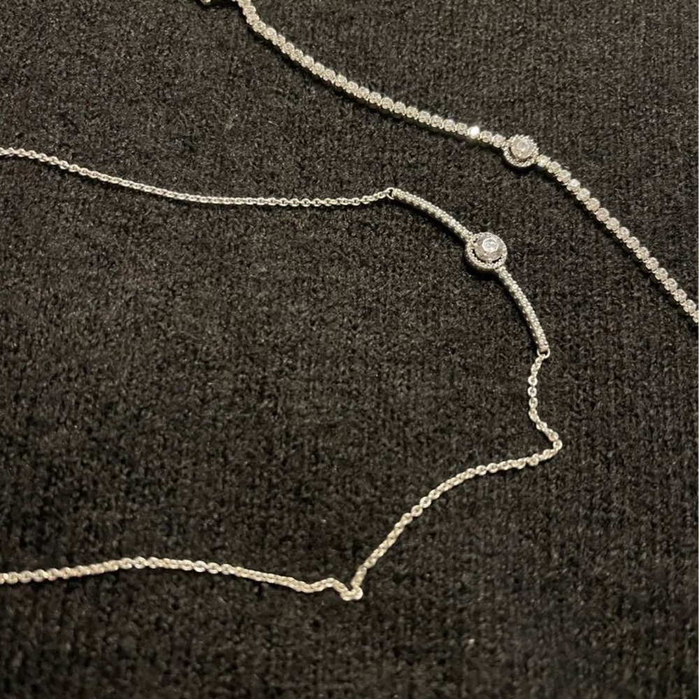 Pandora Silver Necklace with Sparkling Accents